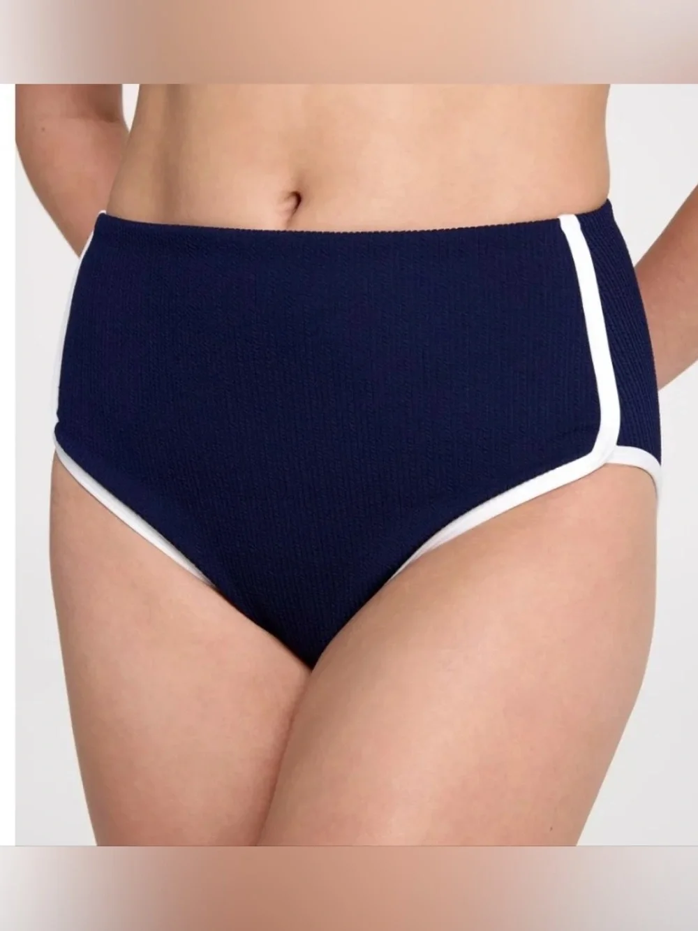 NEW CALIA XL Tipped‎ High Rise Bikini Swim Bottoms In Opulent Blue